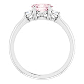 Platinum 7x5 mm Oval Natural Pink Morganite & .08 CTW Natural Diamond Ring